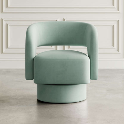 Jofran - Sutton Mid-Century Modern Upholstered Split-Back Curved Sculpture Swivel Accent Chair - Mint - SUTTON-SW-MINT view 4