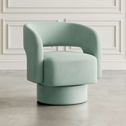 Jofran - Sutton Mid-Century Modern Upholstered Split-Back Curved Sculpture Swivel Accent Chair - Mint - SUTTON-SW-MINT view 5
