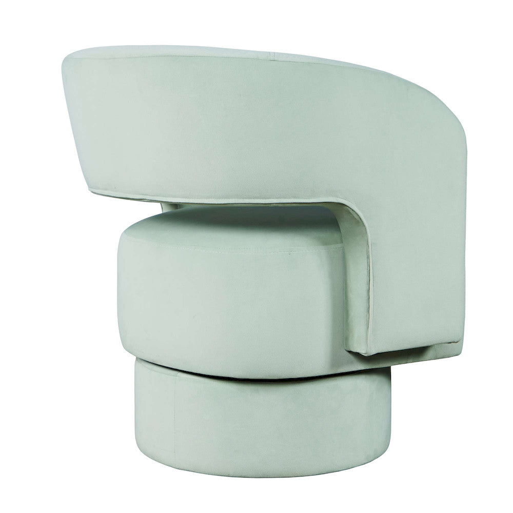 Jofran - Sutton Mid-Century Modern Upholstered Split-Back Curved Sculpture Swivel Accent Chair - Mint - SUTTON-SW-MINT view 9