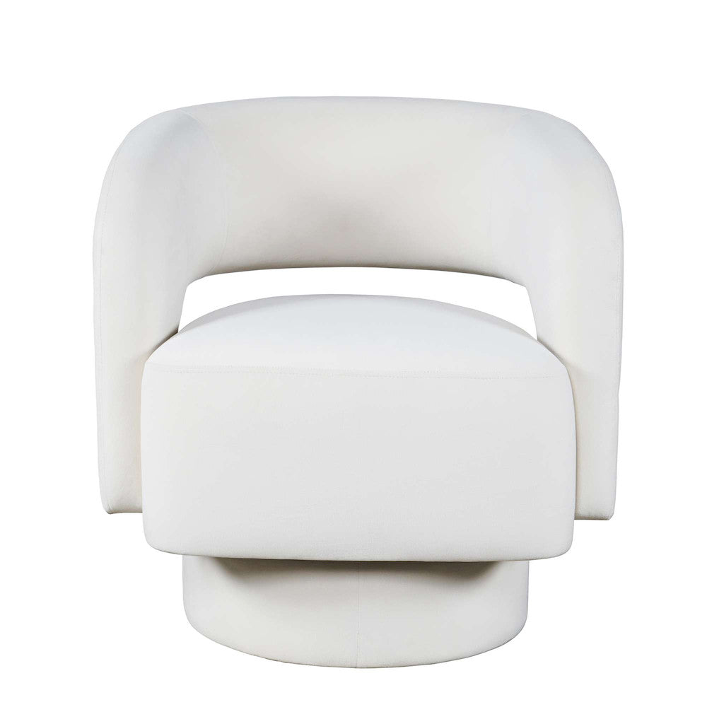 Jofran - Sutton Mid-Century Modern Upholstered Split-Back Curved Sculpture Swivel Accent Chair - Natural - SUTTON-SW-NATURAL view 1