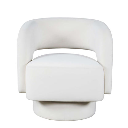 Jofran - Sutton Mid-Century Modern Upholstered Split-Back Curved Sculpture Swivel Accent Chair - Natural - SUTTON-SW-NATURAL view 1