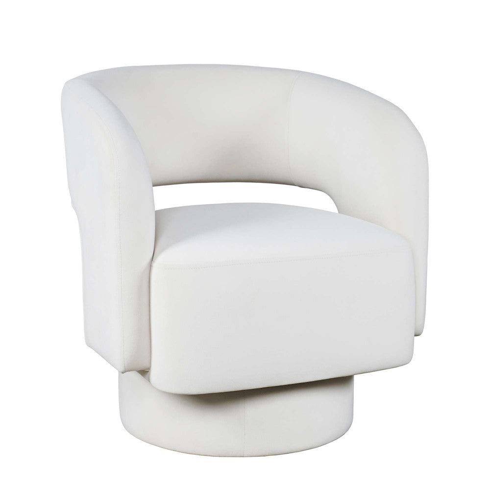 Jofran - Sutton Mid-Century Modern Upholstered Split-Back Curved Sculpture Swivel Accent Chair - Natural - SUTTON-SW-NATURAL view 2