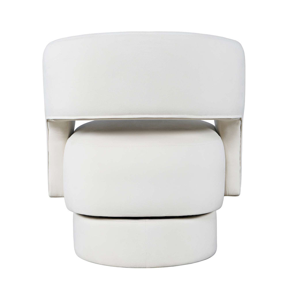 Jofran - Sutton Mid-Century Modern Upholstered Split-Back Curved Sculpture Swivel Accent Chair - Natural - SUTTON-SW-NATURAL view 3