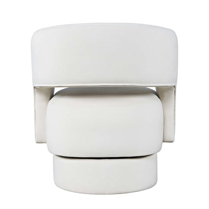 Jofran - Sutton Mid-Century Modern Upholstered Split-Back Curved Sculpture Swivel Accent Chair - Natural - SUTTON-SW-NATURAL view 3