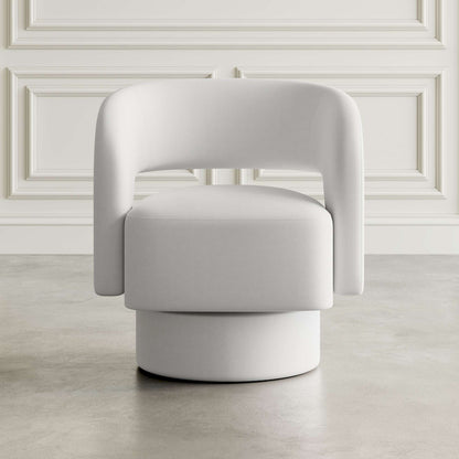 Jofran - Sutton Mid-Century Modern Upholstered Split-Back Curved Sculpture Swivel Accent Chair - Natural - SUTTON-SW-NATURAL view 4