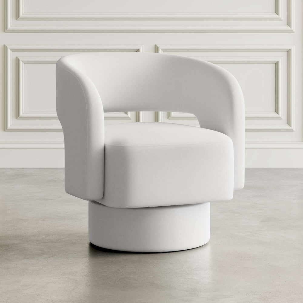 Jofran - Sutton Mid-Century Modern Upholstered Split-Back Curved Sculpture Swivel Accent Chair - Natural - SUTTON-SW-NATURAL view 5