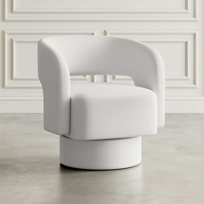 Jofran - Sutton Mid-Century Modern Upholstered Split-Back Curved Sculpture Swivel Accent Chair - Natural - SUTTON-SW-NATURAL view 5