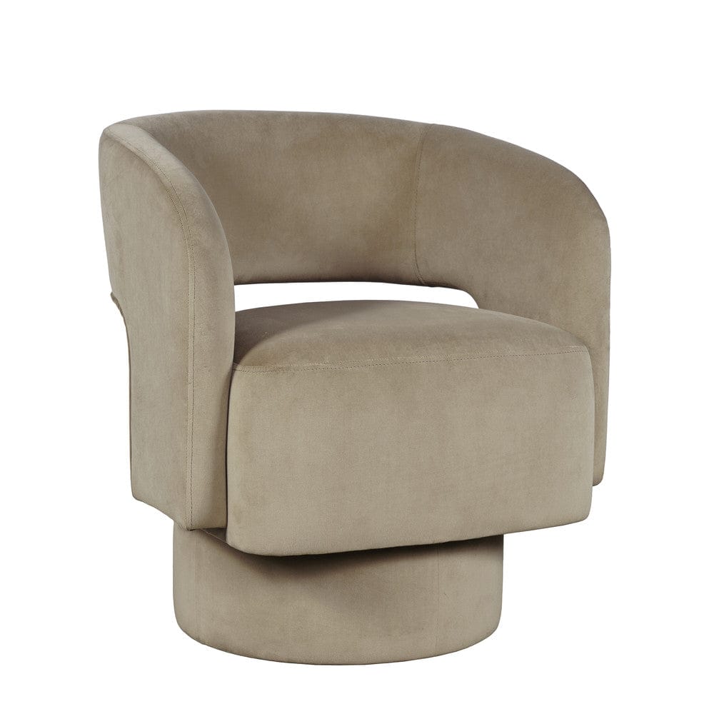 Jofran - Sutton Mid-Century Modern Upholstered Split-Back Curved Sculpture Swivel Accent Chair - Sand - SUTTON-SW-SAND view 1