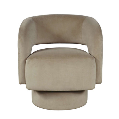 Jofran - Sutton Mid-Century Modern Upholstered Split-Back Curved Sculpture Swivel Accent Chair - Sand - SUTTON-SW-SAND view 1