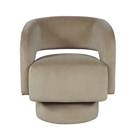Jofran - Sutton Mid-Century Modern Upholstered Split-Back Curved Sculpture Swivel Accent Chair - Sand - SUTTON-SW-SAND view 1