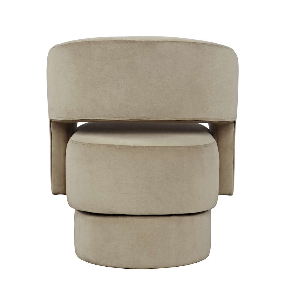 Jofran - Sutton Mid-Century Modern Upholstered Split-Back Curved Sculpture Swivel Accent Chair - Sand - SUTTON-SW-SAND view 3