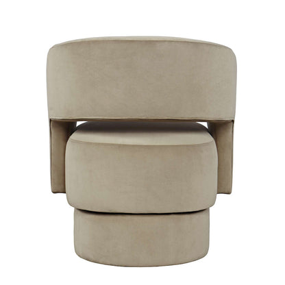 Jofran - Sutton Mid-Century Modern Upholstered Split-Back Curved Sculpture Swivel Accent Chair - Sand - SUTTON-SW-SAND view 3