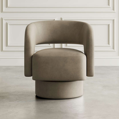 Jofran - Sutton Mid-Century Modern Upholstered Split-Back Curved Sculpture Swivel Accent Chair - Sand - SUTTON-SW-SAND view 4