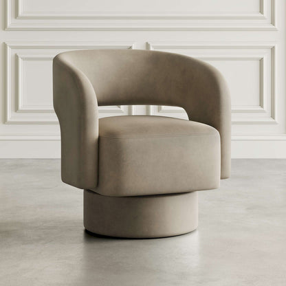 Jofran - Sutton Mid-Century Modern Upholstered Split-Back Curved Sculpture Swivel Accent Chair - Sand - SUTTON-SW-SAND view 5