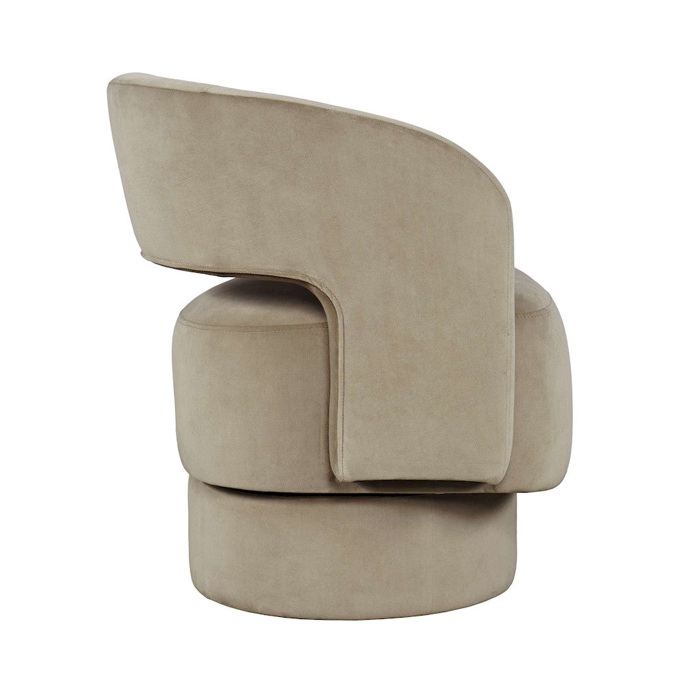 Jofran - Sutton Mid-Century Modern Upholstered Split-Back Curved Sculpture Swivel Accent Chair - Sand - SUTTON-SW-SAND view 8