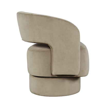 Jofran - Sutton Mid-Century Modern Upholstered Split-Back Curved Sculpture Swivel Accent Chair - Sand - SUTTON-SW-SAND view 8