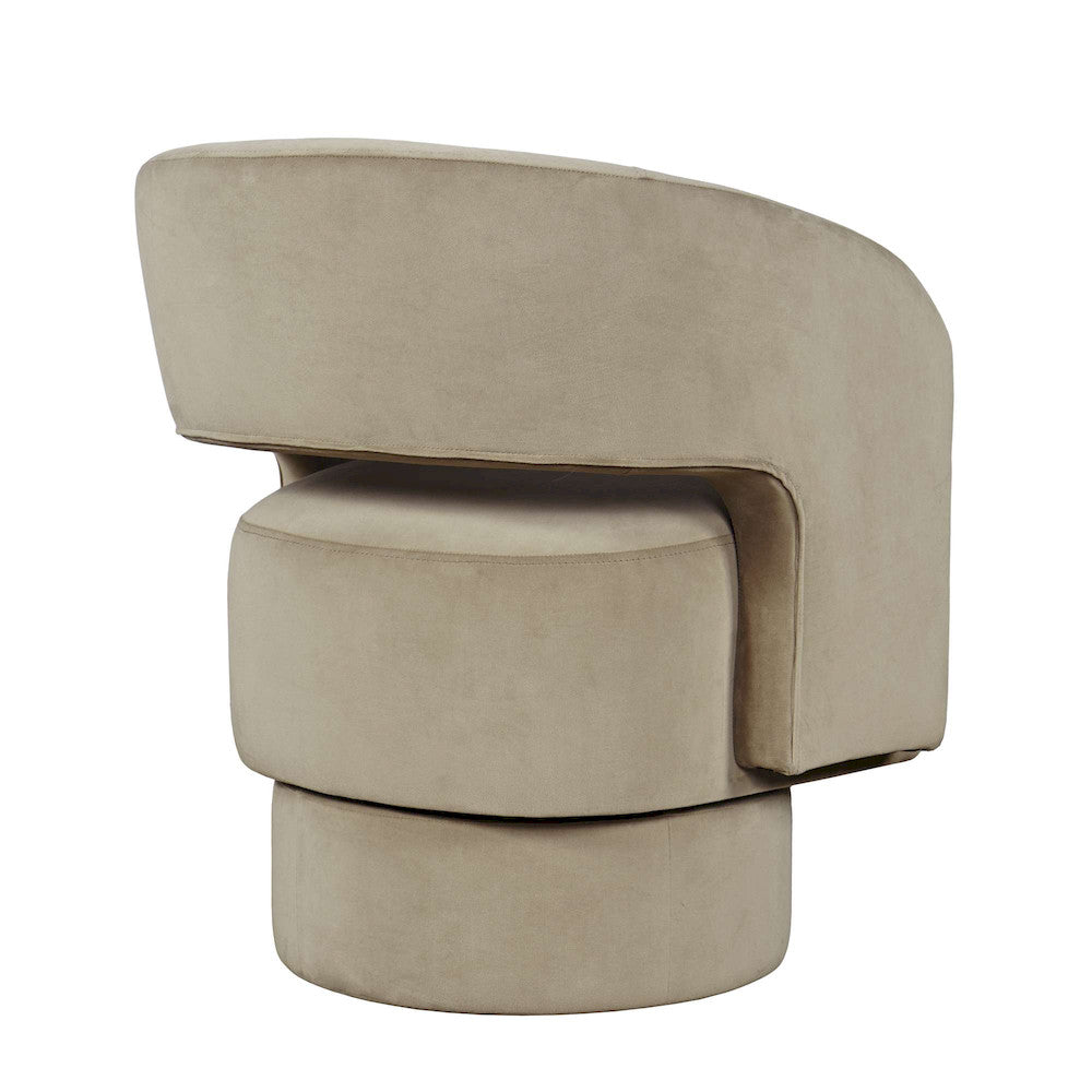 Jofran - Sutton Mid-Century Modern Upholstered Split-Back Curved Sculpture Swivel Accent Chair - Sand - SUTTON-SW-SAND view 9