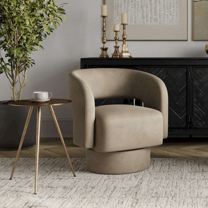 Jofran - Sutton Mid-Century Modern Upholstered Split-Back Curved Sculpture Swivel Accent Chair - Sand - SUTTON-SW-SAND view 10