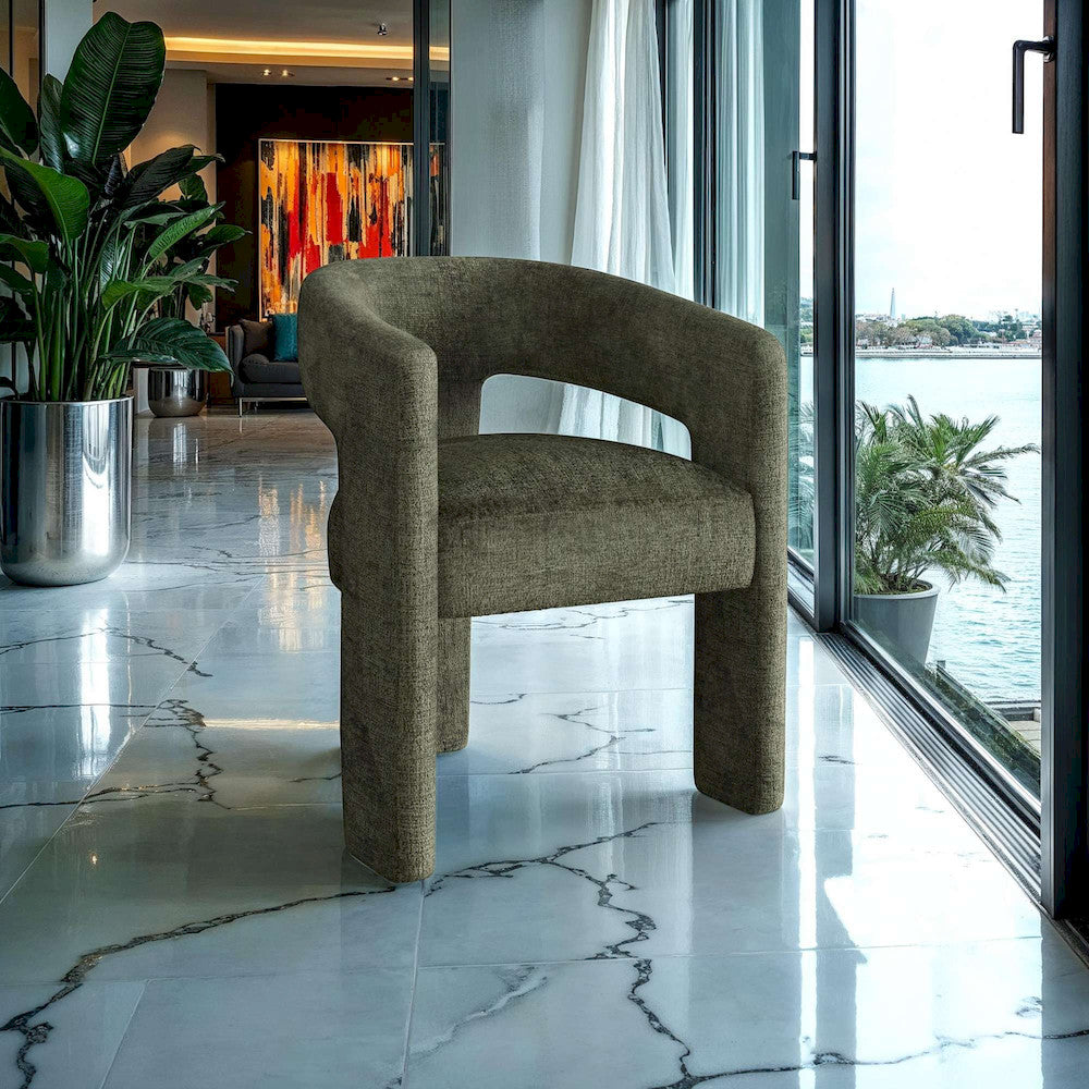 Jofran - Sven Modern Contemporary Upholstered Three-Leg Curved Back Dining Chair - SVEN-CH-FOREST view 10