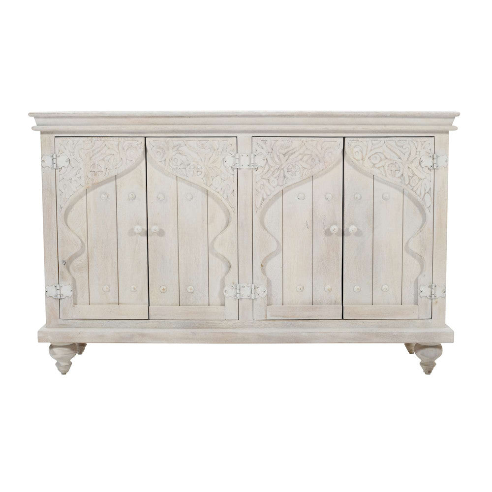 Jofran - Taj 60in Hand Carved Solid Wood Global Bohemian Four-Door Sideboard Cabinet - 2357-60 view 1
