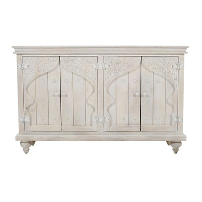 Jofran - Taj 60in Hand Carved Solid Wood Global Bohemian Four-Door Sideboard Cabinet - 2357-60 view 1