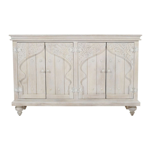 Jofran - Taj 60in Hand Carved Solid Wood Global Bohemian Four-Door Sideboard Cabinet - 2357-60 view 1