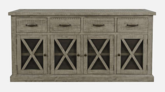 Jofran - Telluride 70in Rustic Distressed Pine Four Drawer Sideboard Buffet Server, Driftwood Grey - 2231-70 veiw 1