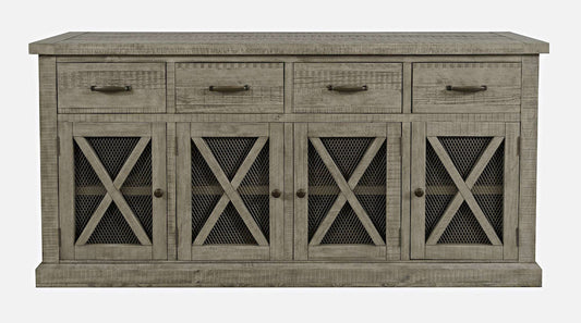 Jofran - Telluride 70in Rustic Distressed Pine Four Drawer Sideboard Buffet Server, Driftwood Grey - 2231-70 view 1