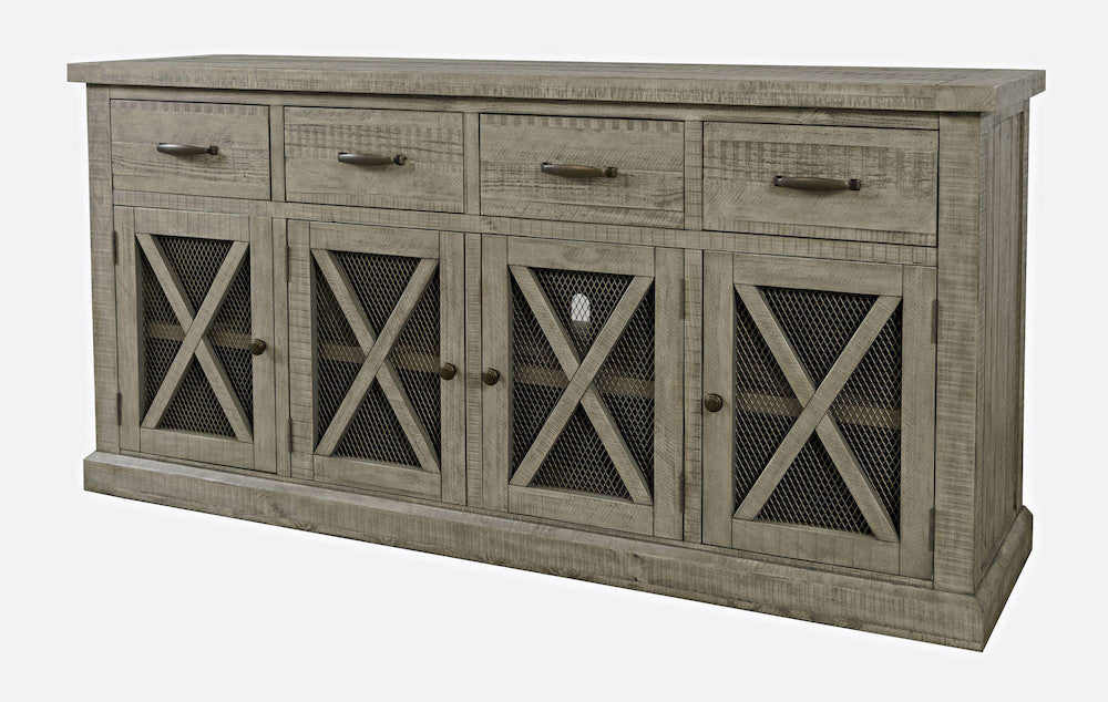 Jofran - Telluride 70in Rustic Distressed Pine Four Drawer Sideboard Buffet Server, Driftwood Grey - 2231-70 view 2