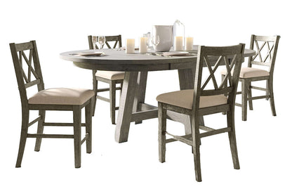 Jofran - Telluride Contemporary Rustic Farmhouse Five Piece Counter Height Dining Table Set with Cross Back Stools, Driftwood Grey - 2231-54C-5UXB view 1
