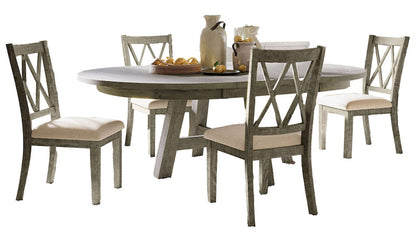 Jofran - Telluride Contemporary Rustic Farmhouse Five Piece Dining Table Set with Cross Back Chairs, Driftwood Grey - 2231-54D-5UXB view 1