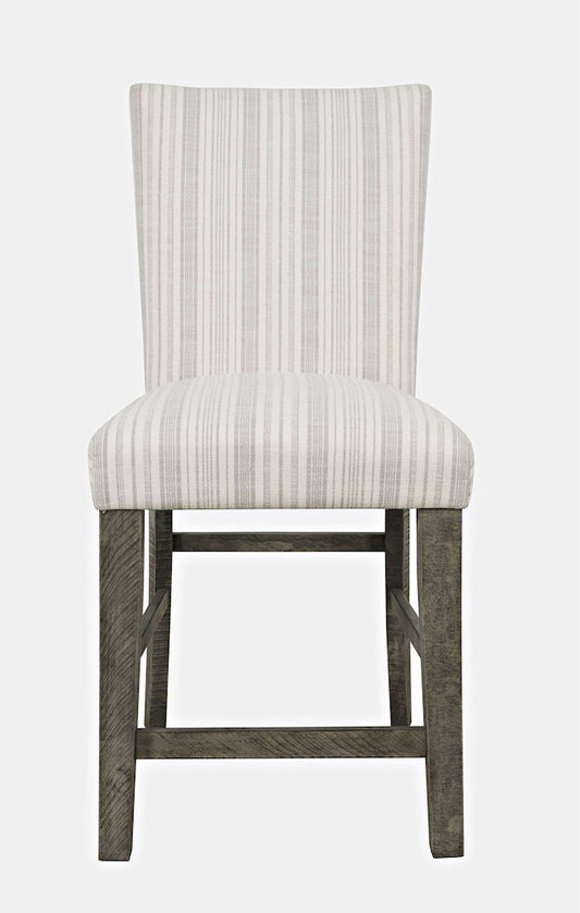 Jofran - Telluride Contemporary Rustic Pine Parsons Striped Upholstery Counter Stool (Set of 2) Driftwood Grey - 2231-BS405KD view 1