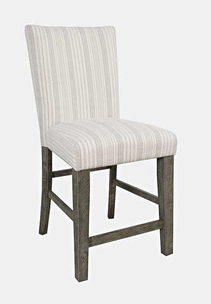 Jofran - Telluride Contemporary Rustic Pine Parsons Striped Upholstery Counter Stool (Set of 2) Driftwood Grey - 2231-BS405KD view 2