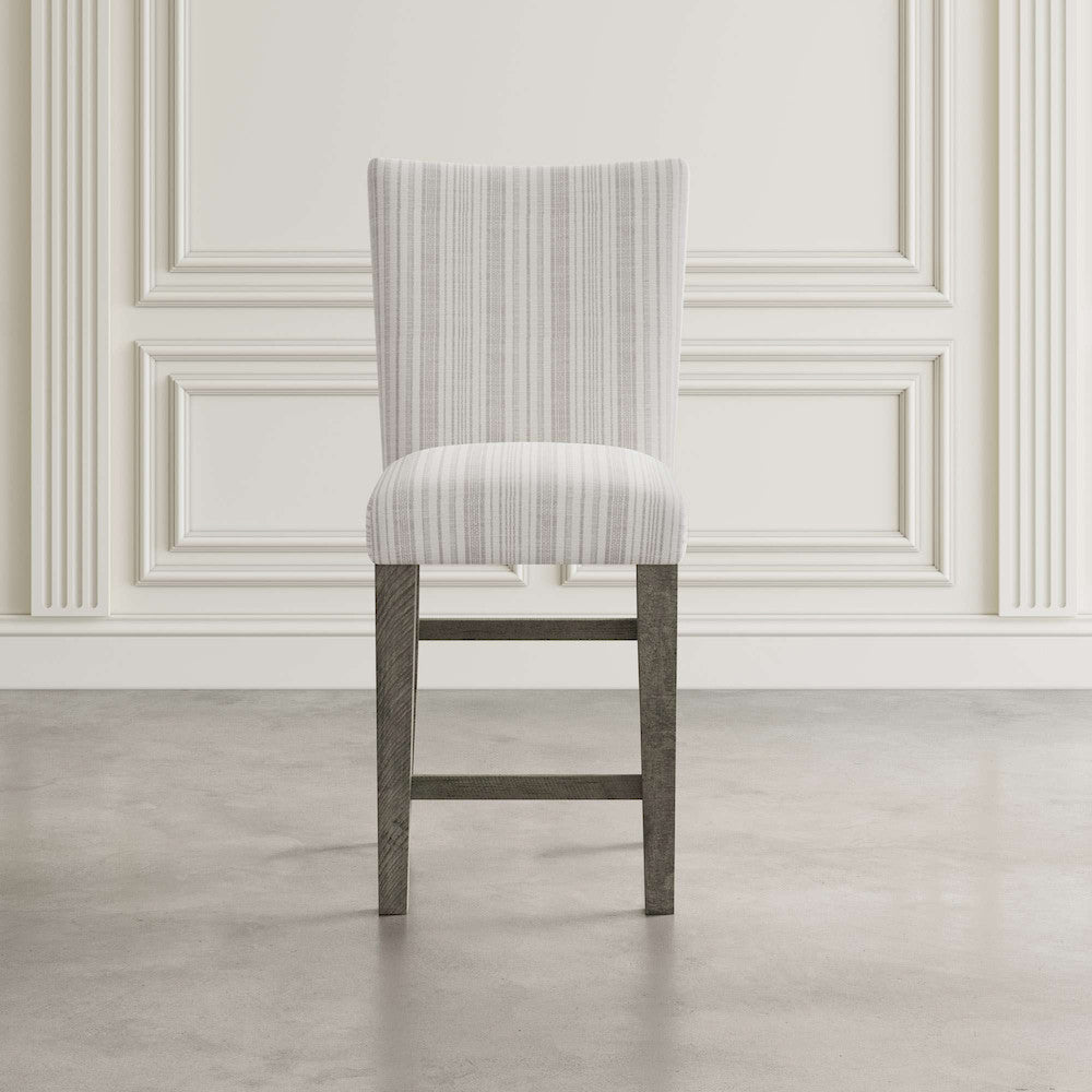 Jofran - Telluride Contemporary Rustic Pine Parsons Striped Upholstery Counter Stool (Set of 2) Driftwood Grey - 2231-BS405KD view 4