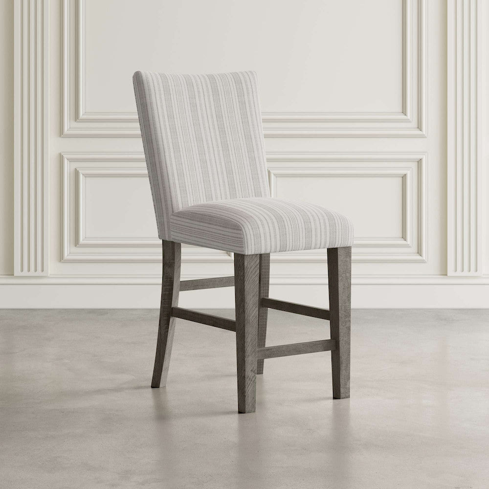 Jofran - Telluride Contemporary Rustic Pine Parsons Striped Upholstery Counter Stool (Set of 2) Driftwood Grey - 2231-BS405KD view 5