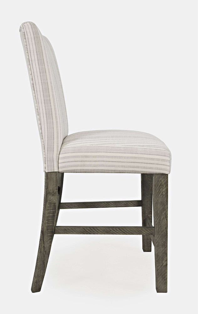 Jofran - Telluride Contemporary Rustic Pine Parsons Striped Upholstery Counter Stool (Set of 2) Driftwood Grey - 2231-BS405KD view 8