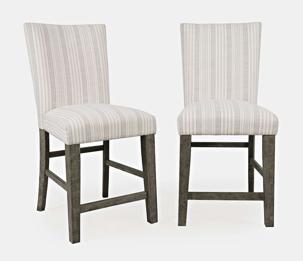 Jofran - Telluride Contemporary Rustic Pine Parsons Striped Upholstery Counter Stool (Set of 2) Driftwood Grey - 2231-BS405KD view 9