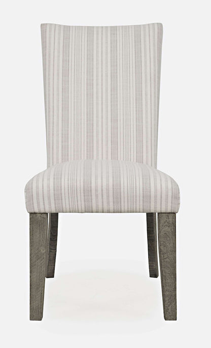 Jofran - Telluride Contemporary Rustic Pine Parsons Striped Upholstery Dining Chair (Set of 2) Driftwood Grey - 2231-405KD view 1