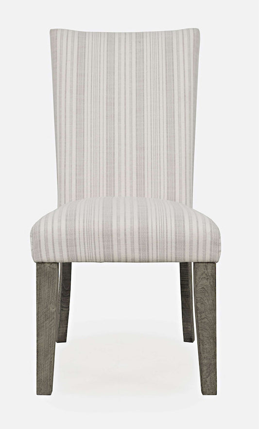 Jofran - Telluride Contemporary Rustic Pine Parsons Striped Upholstery Dining Chair (Set of 2) Driftwood Grey - 2231-405KD view 1