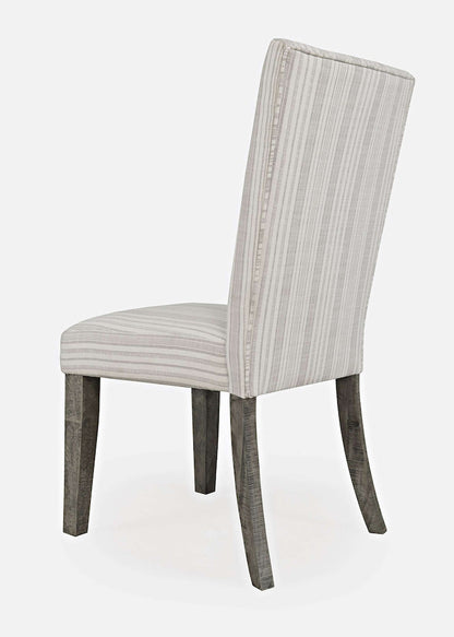 Jofran - Telluride Contemporary Rustic Pine Parsons Striped Upholstery Dining Chair (Set of 2) Driftwood Grey - 2231-405KD view 3
