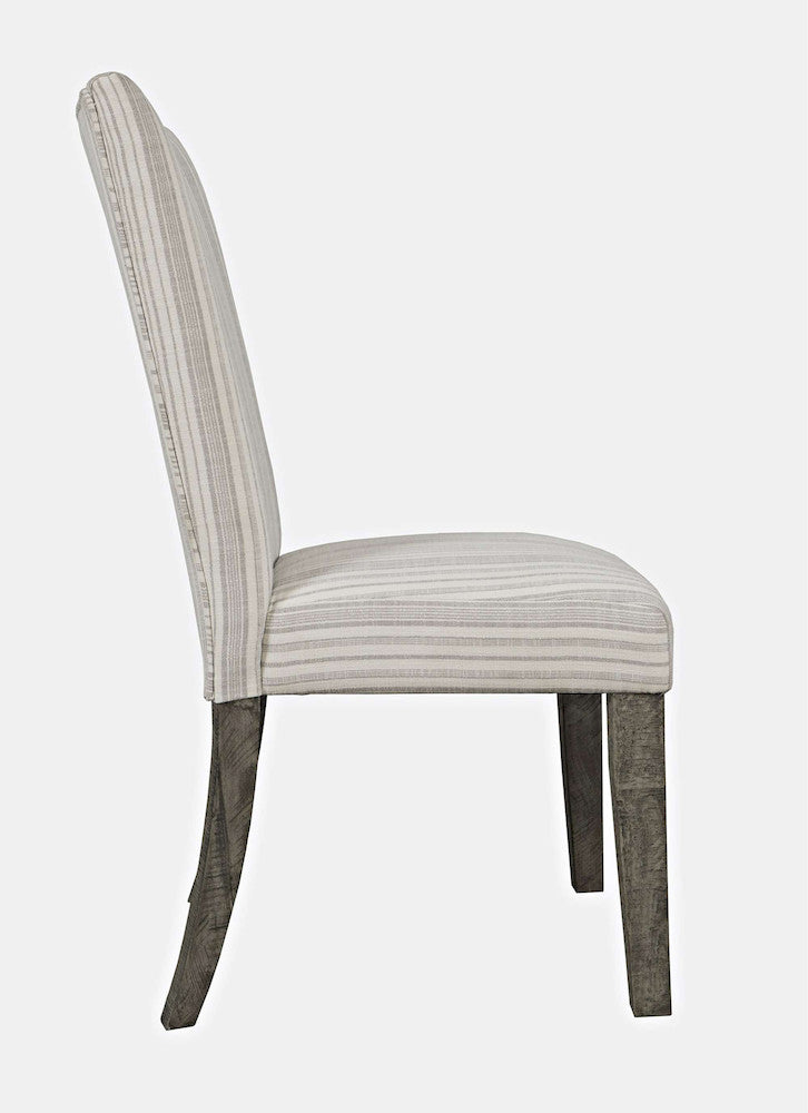 Jofran - Telluride Contemporary Rustic Pine Parsons Striped Upholstery Dining Chair (Set of 2) Driftwood Grey - 2231-405KD view 9