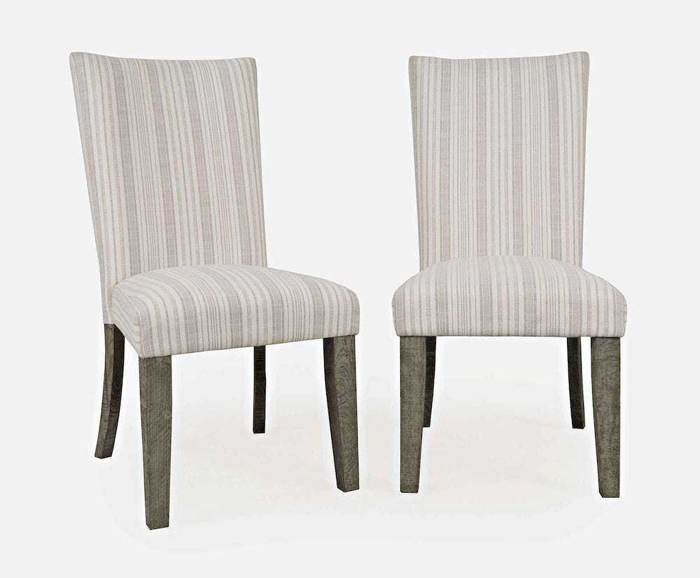 Jofran - Telluride Contemporary Rustic Pine Parsons Striped Upholstery Dining Chair (Set of 2) Driftwood Grey - 2231-405KD view 10