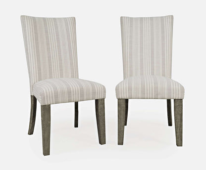 Jofran - Telluride Contemporary Rustic Pine Parsons Striped Upholstery Dining Chair (Set of 2) Driftwood Grey - 2231-405KD view 10