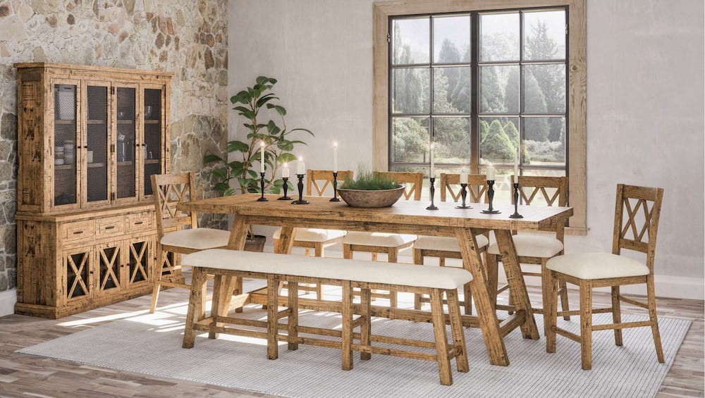 Jofran - Telluride Counter Bench - Naturally Distressed Telluride, Cream Fabric - 1801-BS85KD view 5