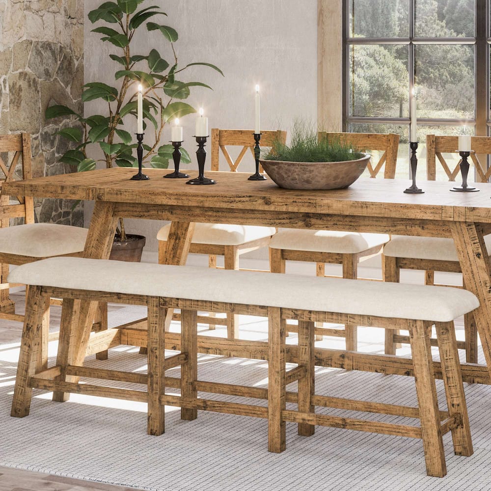 Jofran - Telluride Counter Bench - Naturally Distressed Telluride, Cream Fabric - 1801-BS85KD view 8