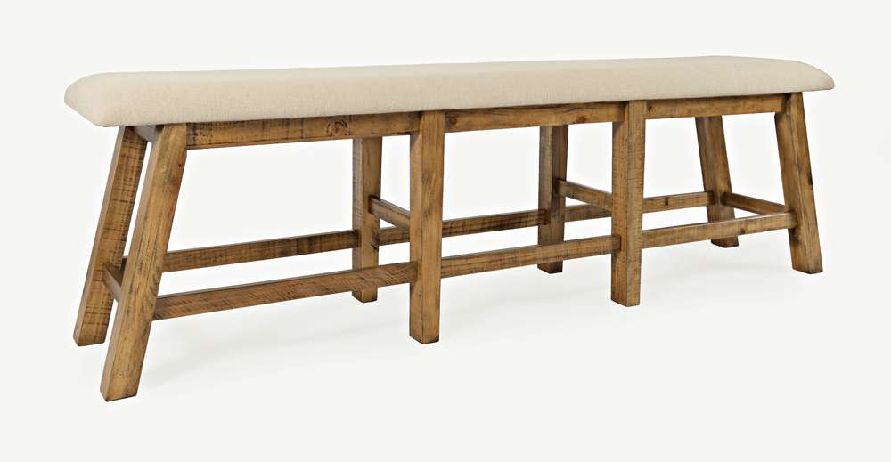 Jofran - Telluride Counter Bench - Naturally Distressed Telluride, Cream Fabric - 1801-BS85KD veiw 1