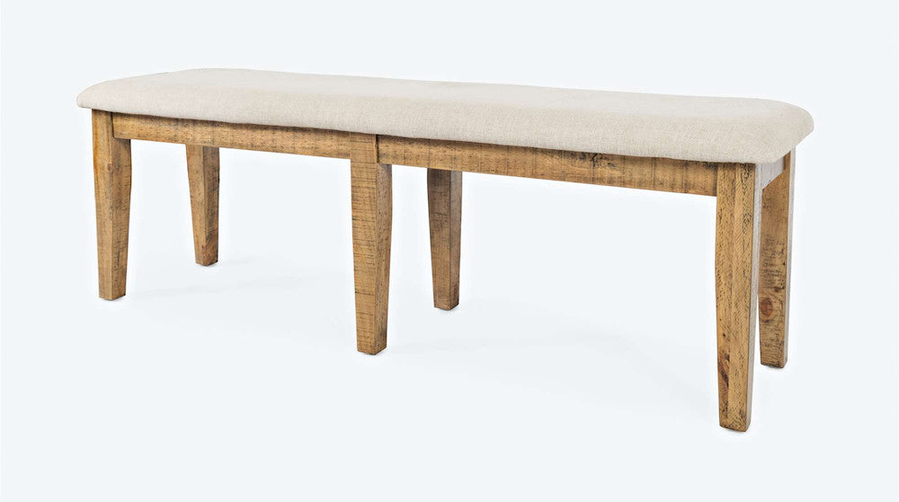 Jofran - Telluride Dining Bench - Naturally Distressed Telluride, Cream Fabric - 1801-56KD view 3