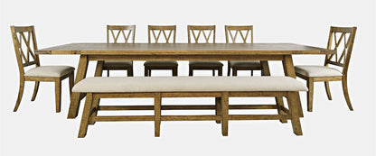 Jofran - Telluride Eight Piece Rustic Distressed Pine 127in Extendable Dining Set with Bench, Gold - 1801-42D-8X view 1