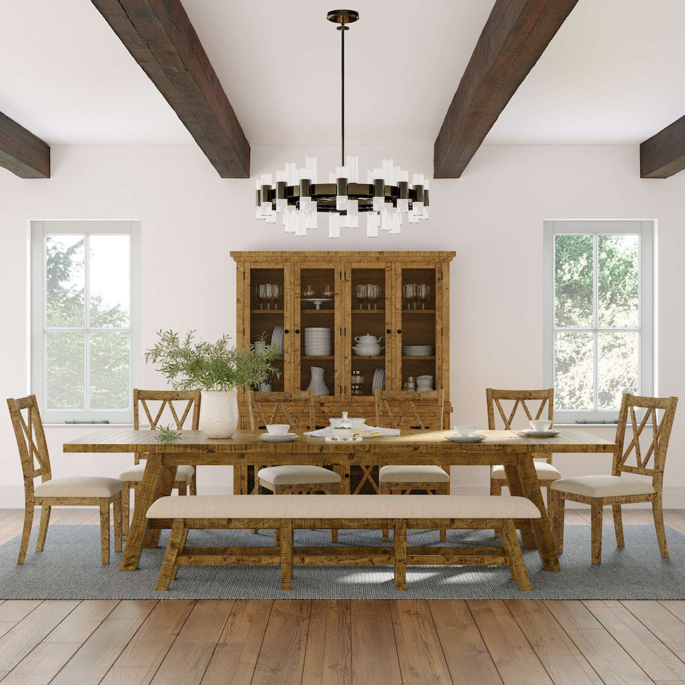 Jofran - Telluride Eight Piece Rustic Distressed Pine 127in Extendable Dining Set with Bench, Gold - 1801-42D-8X view 10