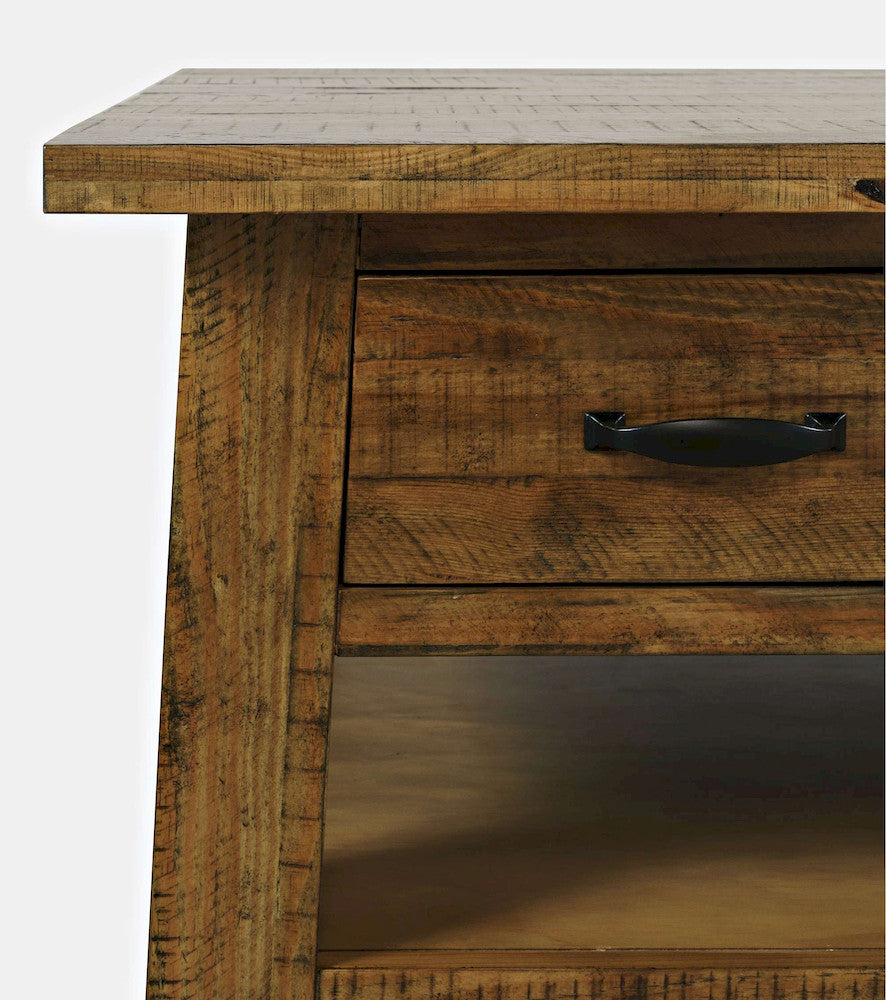 Jofran - Telluride Rustic Distressed Acacia 50in Coffee Table with Caster Wheels and Pull-Through Drawers, Gold - 1800-11 view 8